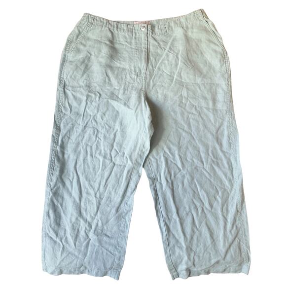 Paraphrase Women Cropped Pants Size 16W Light Blue Linen 24" Inseam - Picture 1 of 11